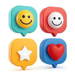 Vibrant 3D icons representing popular social media platforms, including chat bubbles and symbols, designed for modern digital and marketing use.