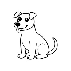 Cute Cartoon Dog Outline Puppy Coloring Page Vector Line Art for Kids & Printables