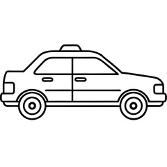 Minimal Taxi Car Side View Line Art