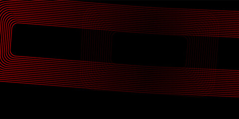 Abstract elegant black background with shiny gold geometric lines. Modern gold diagonal rounded lines pattern. Horizontal banner template. Suitable for covers, posters, presentations, vectors