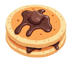 Fototapeta premium Delicious pancake with chocolate makes me happy and cheerful