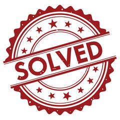 Obraz premium Red solved stamp with stars has a transparent background showing a finalized solution