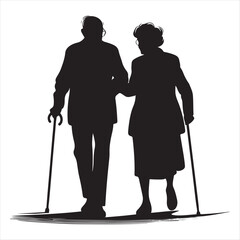 silhouette of a senior couple