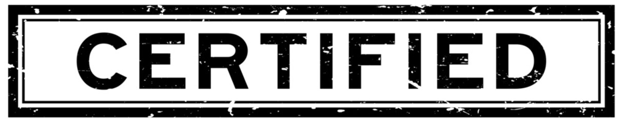 Grunge black certified word rsquare ubber seal stamp on white background
