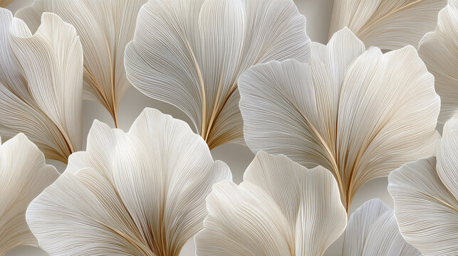 Soft warm white wallpaper with elegant floral line art texture, creating calm and sophisticated atmosphere with delicate petal shapes and subtle shading