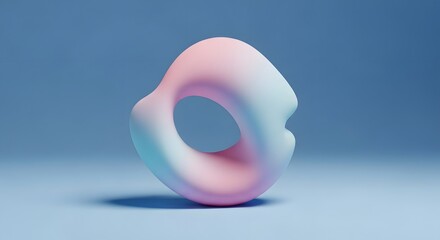 Abstract Pastel Geometric Shape on Blue Gradient Background