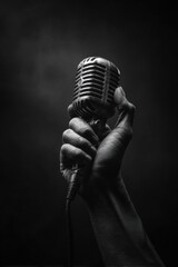 Dynamic live performance stage photography black and white close-up vocal expression