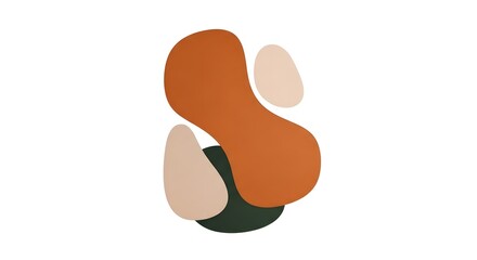 Abstract Organic Shapes with Neutral Tones on White Background