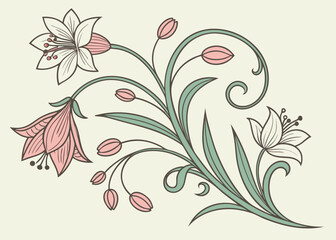 Obraz premium Elegant floral design with lily and tulip motifs