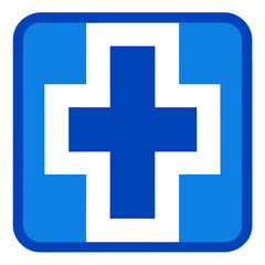 Blue hospital sign with medical symbol vector graphic