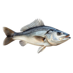 Fresh sea bass fish isolated on transparent background.