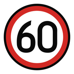 Minimalist speed limit sign featuring the number 60