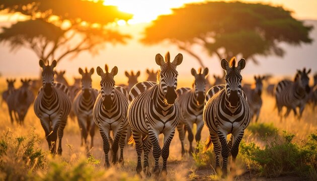 zebras in africa on background 