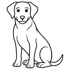 Fototapeta premium Happy Puppy Line Art Dog Coloring Page for Children, Print, Craft & School Activities