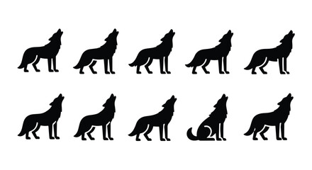 Obraz premium Vector silhouette illustration a silhouette of a wolf or dog howling, isolated on white background