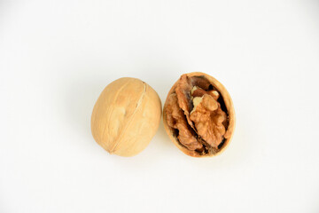 Walnuts Whole and Cracked, Showing Nutmeat Detail