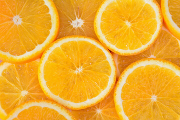 Close-up of orange slices arranged in a pattern