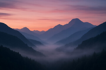 Fototapeta premium Misty Peaks at Dusk