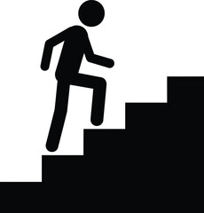 Motivated Man Climbing Stairs Towards Success