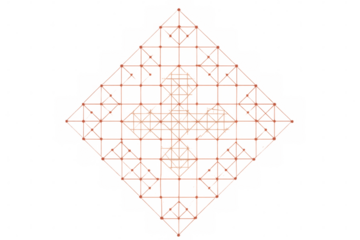 Intricate geometric pattern creating a diamond shape with interconnected lines and glowing nodes, ideal for technology, science, or abstract design projects