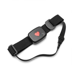 Heart rate monitor belt with adjustable black strap and heart icon. Fitness and health at home    