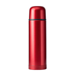 Isolated Red Thermos on a Black Background, Ideal for Mockups and Presentations