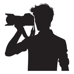 Man photographer holding camera silhouette