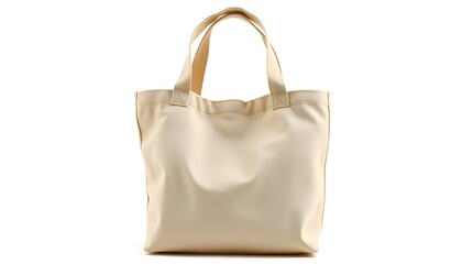 Stylish eco-friendly tote bag made of natural canvas, isolated on white background.