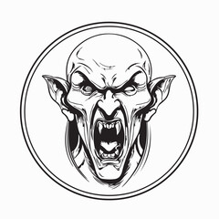 Evil Vampire Roaring in Stylized Horror Vector Artwork on white background.