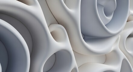 Abstract 3D render of smooth, flowing shapes. This modern design is perfect for backgrounds and contemporary art projects, offering a clean and organic aesthetic.