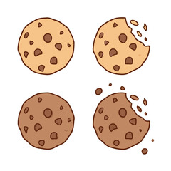 Chocolate chip cookies with bites taken out chips