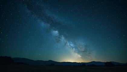 Milky Way Galaxy Visible Above Mountain Range at Night