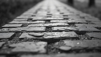 Monochrome Brick Walkway with Shallow Depth of Field