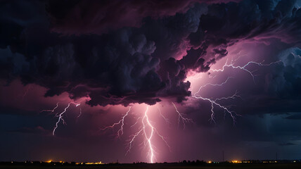 Storm Clouds with Pink Lightning