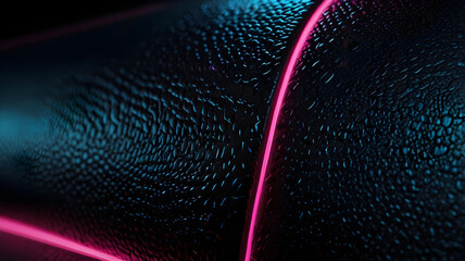 Curved Neon Line on Leather Texture