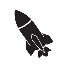 Silhouette Style Vector Missile Logo Icon &ndash; Minimal Military Weapon Symbol for Defense, Technology, and Security Branding, Monochrome Rocket Projectile Graphic Design for Print, Web, and App Use