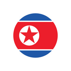 North Korea round flag button , vector isolated on transparent background