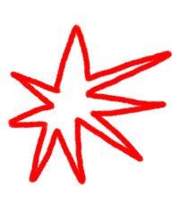 Red star icon, scrapbook doodle