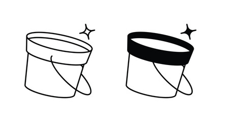 Bucket set icon with white background vector stock illustration