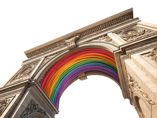 Obraz premium Arch of triumph with rainbow spectrum symbolizing inclusivity and acceptance