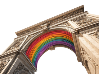 Arch of triumph with rainbow spectrum symbolizing inclusivity and acceptance