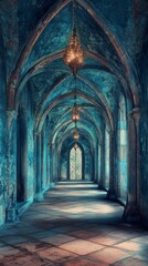 Fototapeta premium Walking Through Grand Architectural Vaulted Hallway