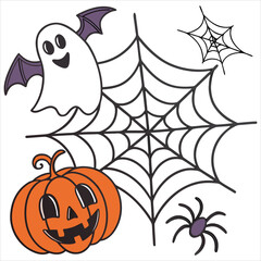 Obraz premium Halloween. Halloween Icon Set. Halloween set clipart vector. Halloween Flat Design Icon Set. Set of Halloween Pumpkins Silhouette. Halloween cartoon 