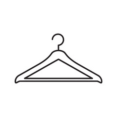 Clothing hanger icon for fashion and wardrobe organization representing retail store and laundry service for garment and apparel care line vector stroke