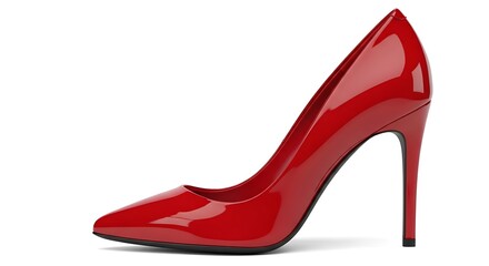 Shiny red stiletto heel shoe pump