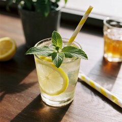 Honey Lemonade with Mint