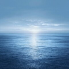 Obraz premium Hazy Blue Horizon Glow Over Dramatic Ocean Texture high resolution for isolate image