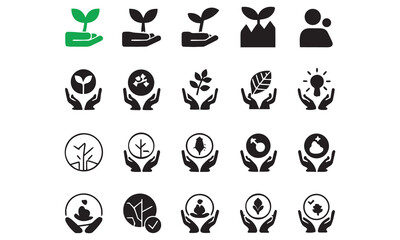 Eco & Sustainability Icons Recycle, Green Energy Vector Set