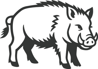 Silhouette of a Wild Boar – Bold and Detailed Animal Vector Icon