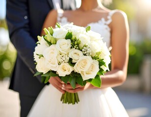 Close-up of a wedding bouquet